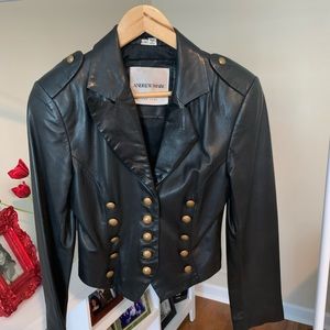 Andrew Marc Navy lamb leather jacket